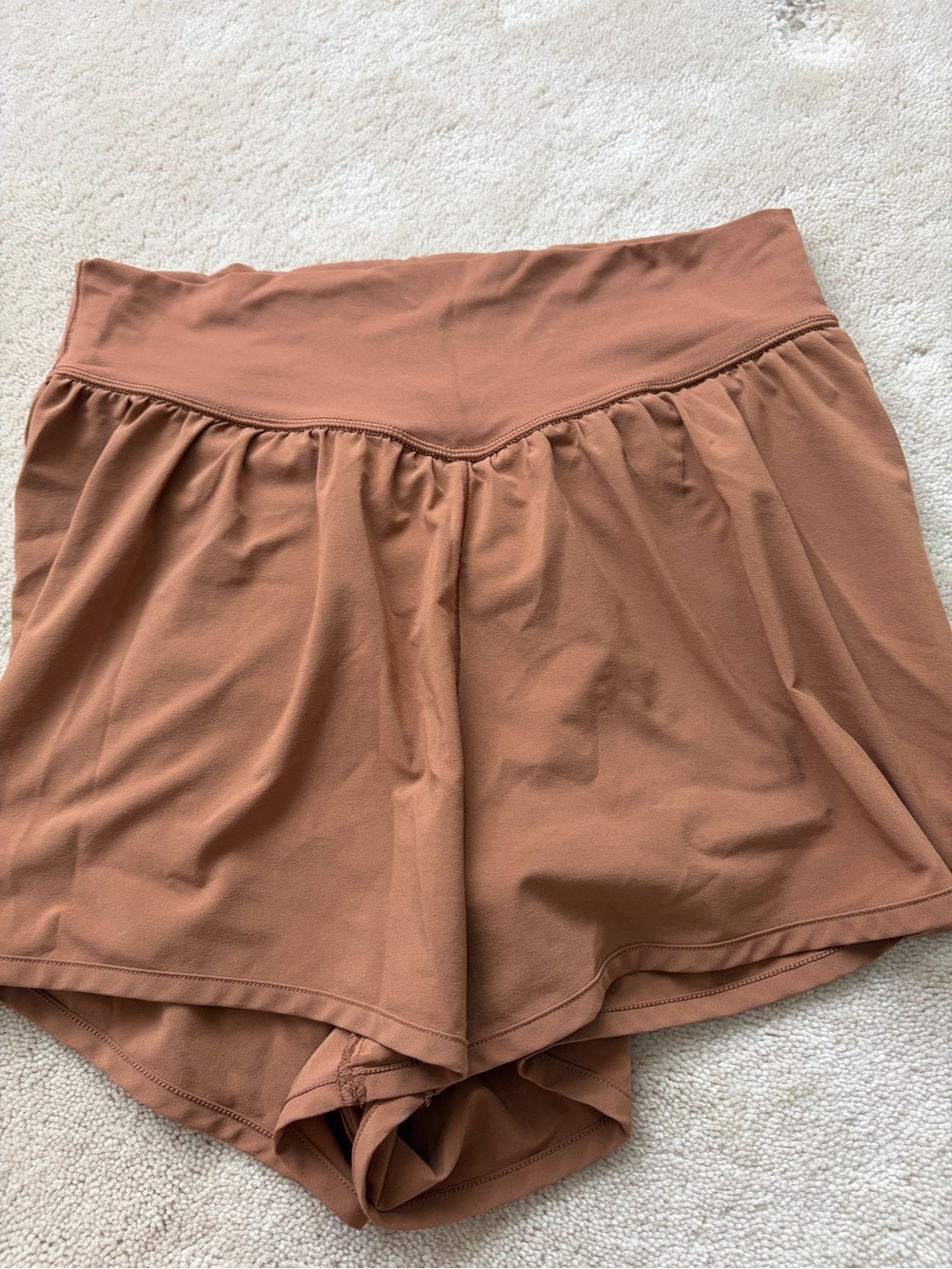 aerie V-Waist Rust Brown Athletic Shorts